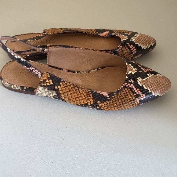 MADEWELL  THE MARGOT SLINGBACK FLAT IN SNAKE EMBOSSED LEATHER SIZE 6.5 - Picture 4 of 5